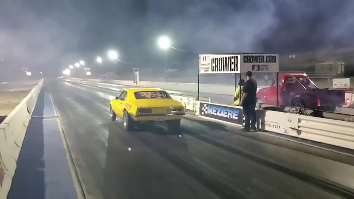 Blown 14-71 small tire camaro taking out a big tire n2o truck!