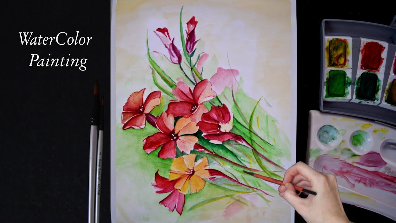 #20 WaterColor Flower Painting | Step by Step WaterColor Flower Painting