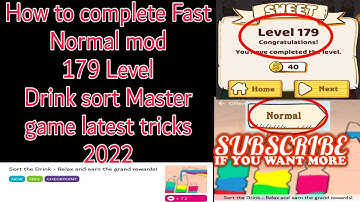 how to complete Fast Normal mod 179 Level Drink sort master game latest tricks 2022