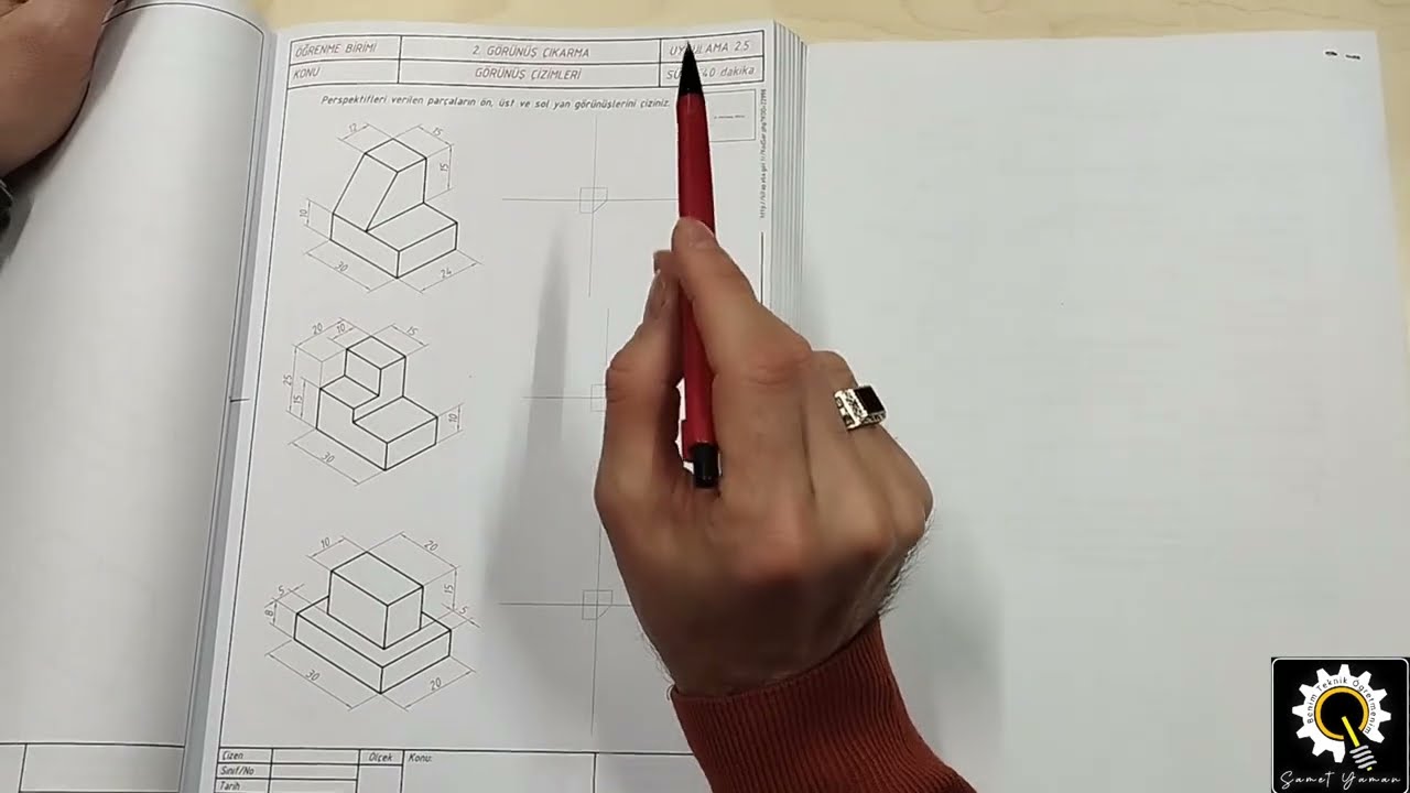 Teknik Resim Ders 58 | Görünüş çıkarma Uygulama 2.5