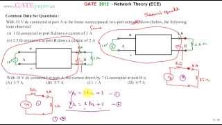 GATE 2012 ECE Linear Non-reciprocal Two port Network - Common Data Questions Wealth