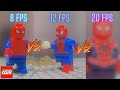 Lego spiderman webswinging in different frame rates fps