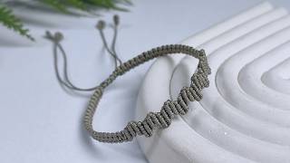 How to Square Knot Macrame Bracelet with Zigzag Pattern in the Center