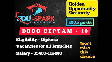 1075 DIPLOMA VACANCIES | DRDO CEPTAM 10 NOTIFICATION OUT | DIPLOMA ELIGIBILITY | #drdo