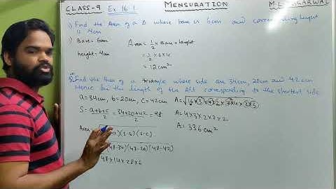 Area of triangles class 9 || m l aggarwal || icse || cbse || Explanation | Mensuration |Exercis 16.1