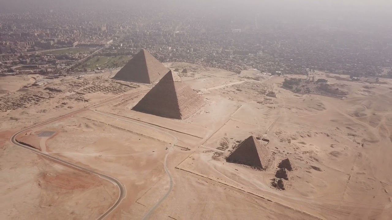 Aerial View on Pyramids in Cairo