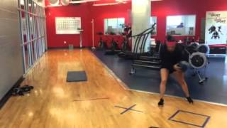 MB step behind to lateral toss