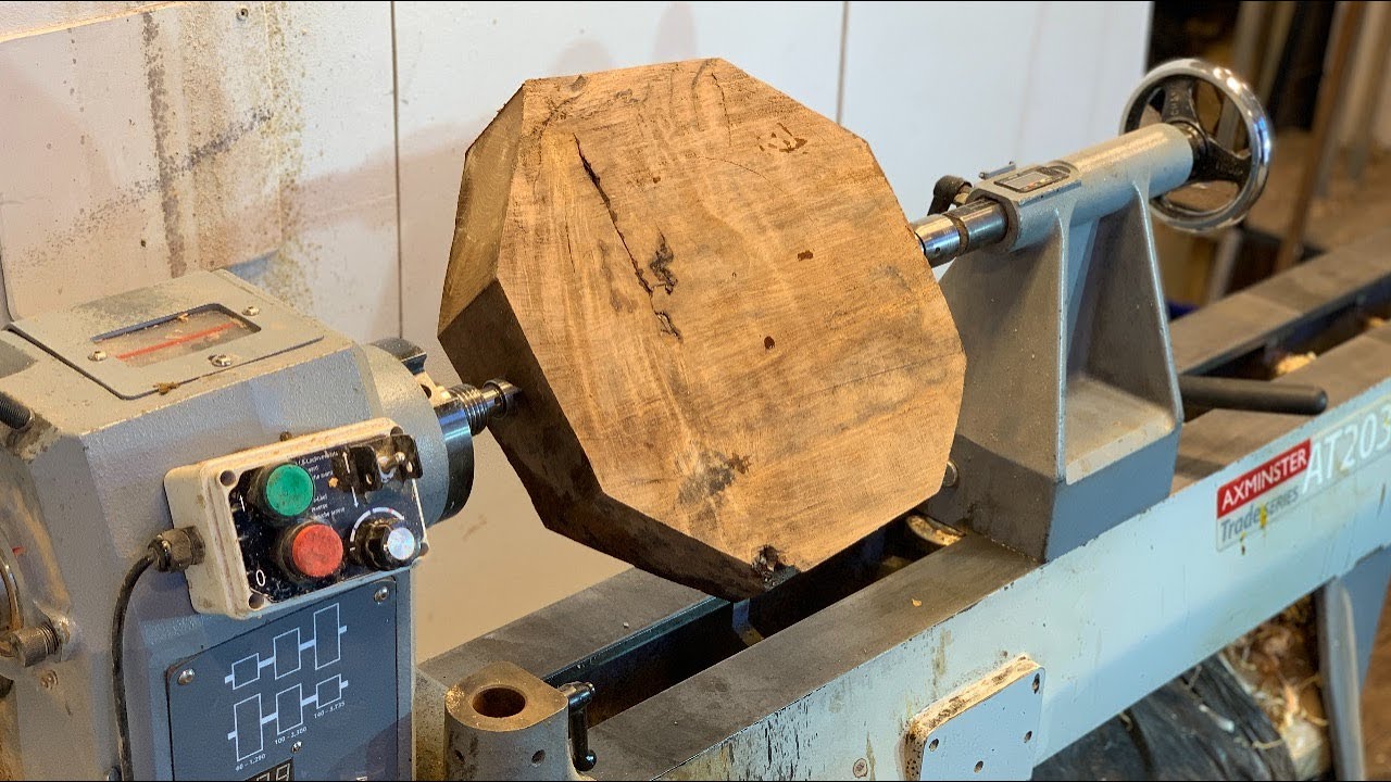 Woodturning - Curly Beech Platter (hidden bark inclusion)