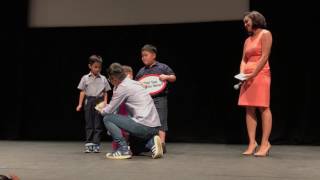Eight-year-old Ryssa meeting her bone marrow donor Phil Tan for the first time