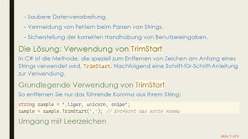 Wie man führende Kommata in einem String in C#  effizient entfernt