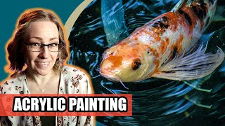 Full Acrylic Painting Lesson -  Koi Fish Tutorial LIVE