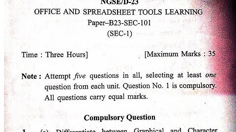 NEP previous year question paper (kuk University) Office and spreadsheet tools learning B.com 1sem