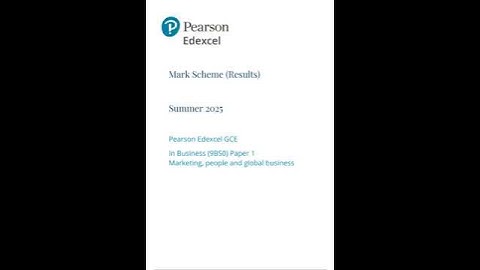 PEARSON EDEXCEL A LEVEL BUSINESS PAPER 1 MARK SCHEME 2025 (9BS0/01)