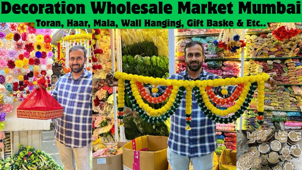 Оптовый рынок украшений Мумбаи Малад Торан Хаар Мала Свеча Бусины Сырье Оптовый рынок
