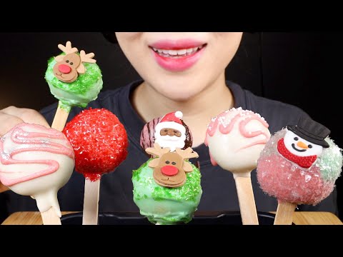 ASMR Christmas Cake <strong>Pops</strong> | Merry Christmas! | Eating Sounds Mukbang