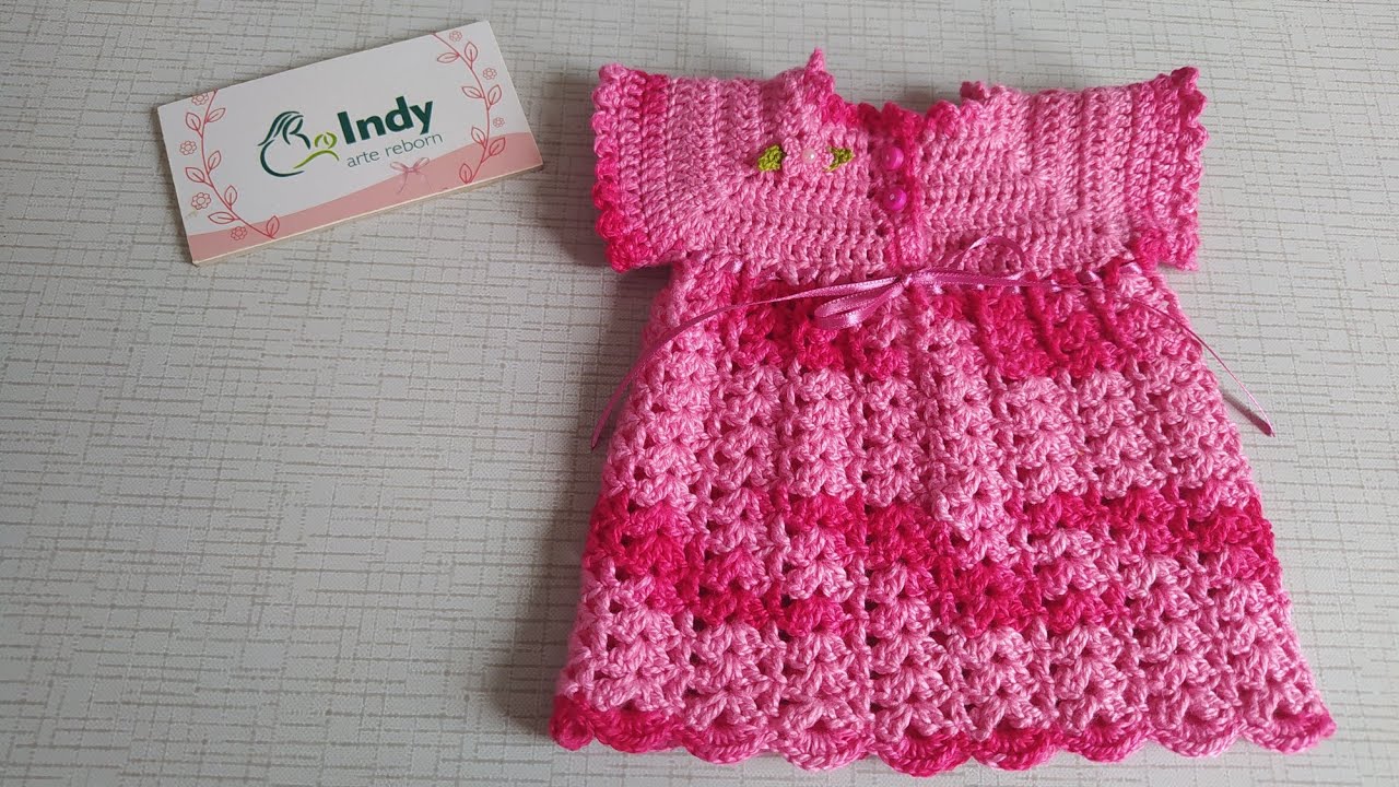 Vestido de Crochê para Bebê Reborn 19 