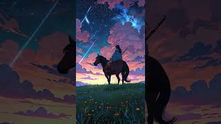 Dreamy Anime Night Ride Under Shooting Stars Aesthetic Short