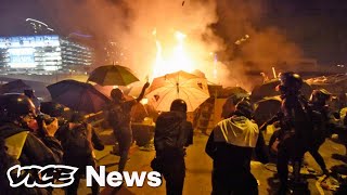 Hong Kong Police Tear Gas And Beat Protesters Trying To Escape University