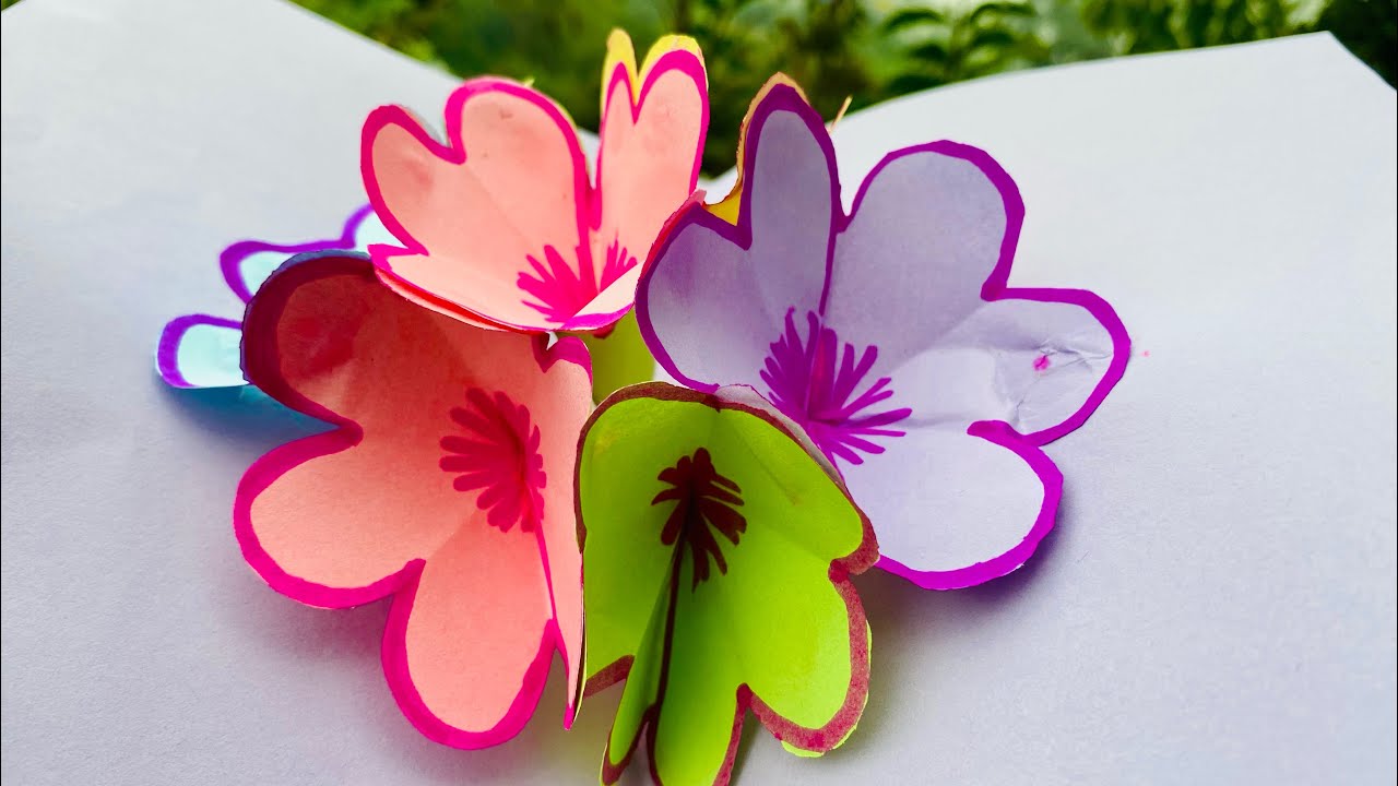 HOW To Make 3D Pop up Flowers Card Easy YouTube HOW To Make 3D Pop up Flowers Card Easy YouTube