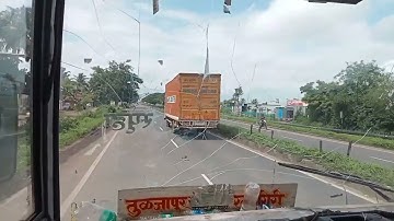 Mumbai - Pune - Banglore Highway ~ MSRTC Bus Cabin Ride | Close Overtaking, Expressway Traffic