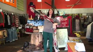 Tying a huge rectangle blanket scarf!