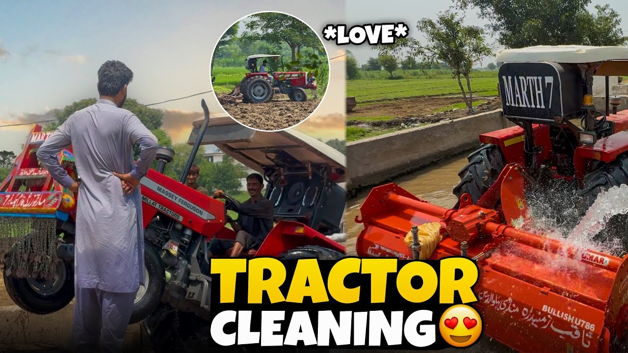 Cleaning tractor after Work | Another beautiful day of Pind life | Bilal Marth 