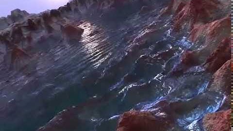 agitated water, rendered animation, 3D with PD Howler