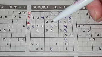 (#1980) Monday. Three Stars Sudoku puzzle.Bonus Extra edition. 12-07-2020 Extra part 1 of 4
