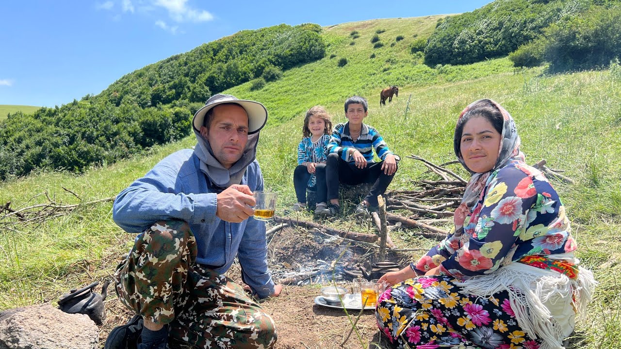 Семья кочевников перегоняет всех животных в горы Круто, иммиграция!