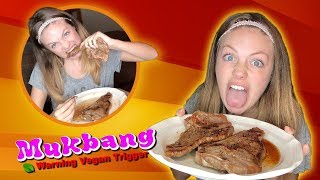 Girl Eats Steak with Hands - SAVAGE MUKBANG 🥩