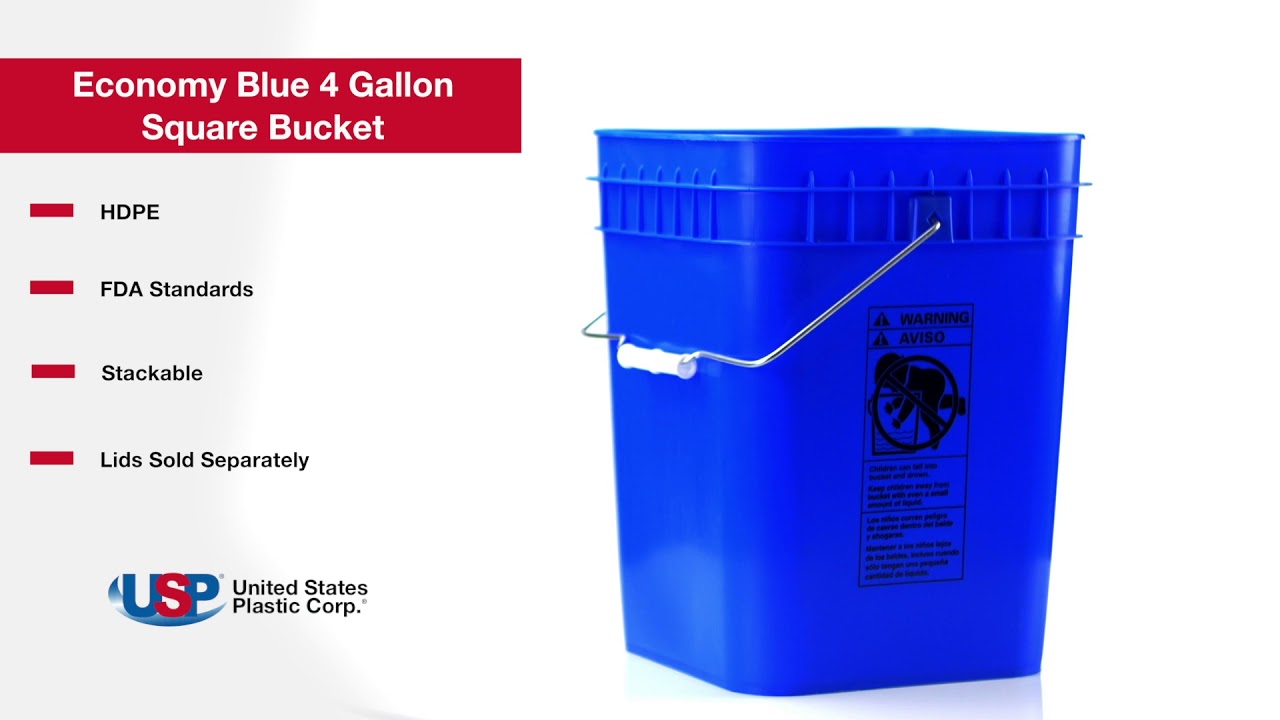 Economy Blue 4 Gallon Square Bucket | U.S. Plastic Corporation®