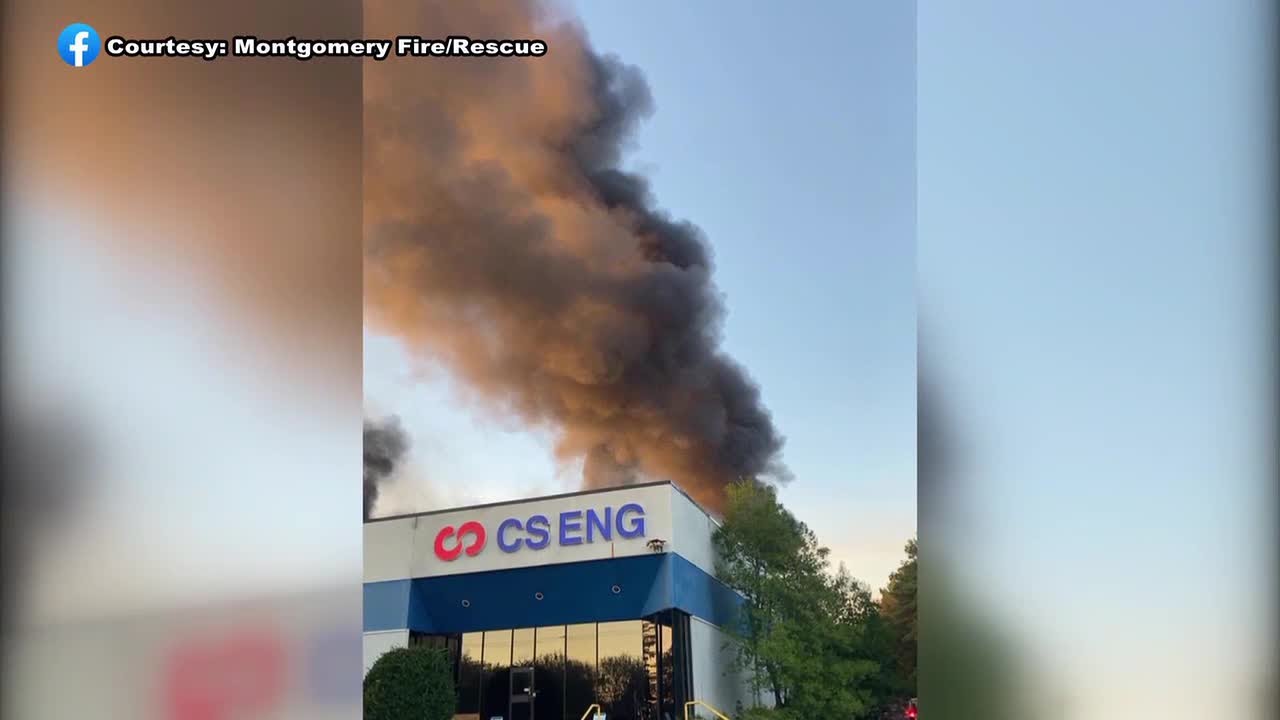 Montgomery firefighters respond to warehouse fire - YouTube