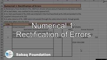 Numerical 1: Rectification of Errors, Accounting Lecture | Sabaq.pk