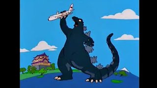 The Simpsons | Godzilla Attacks The Simpsons' Plane