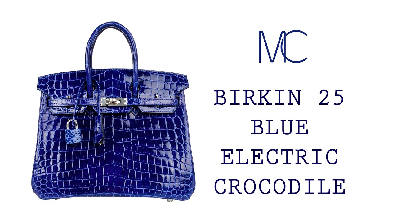 Hermes Birkin 25 Blue Electric Crocodile Vivid Jewel Palladium