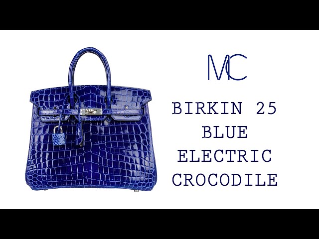 Hermes Birkin 25 Bag Blue Electric Crocodile Vivid Jewel Palladium