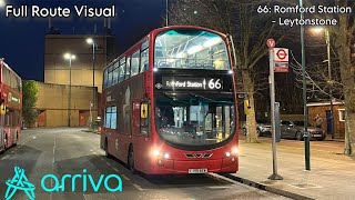 Full Route Visual | London Bus Route 66: Romford Station - Leytonstone | DW227 (LJ59 AEW)