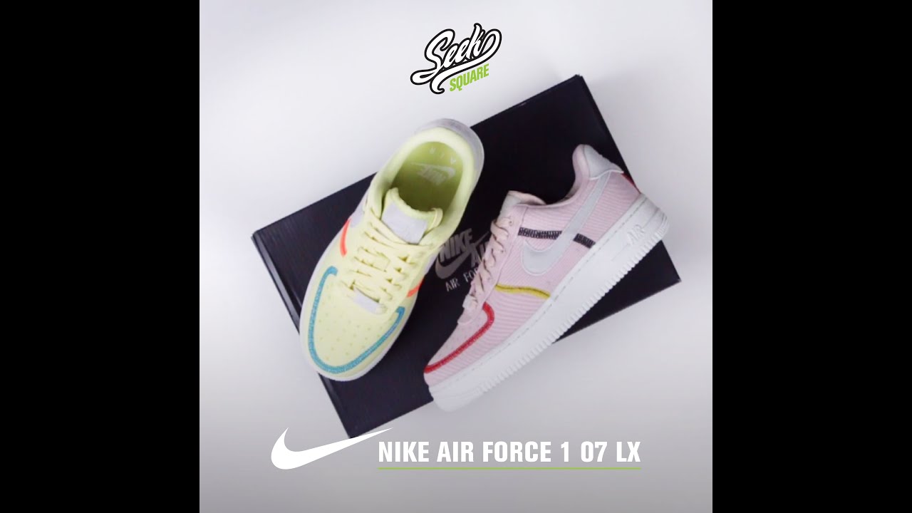 Nike Wmns Air Force 1 '07 Low LX 'Stitched Canvas - Life Lime',. Nike Wmns Air Force 1 '07 LX (dh4408-100). Nike Square. Nike Square sole.