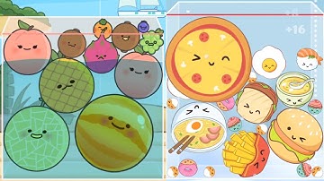 Water Watermelon Game vs Food Merge 3D - ASMR Gameplay, Foods Ball Suika 2048 Fruits)