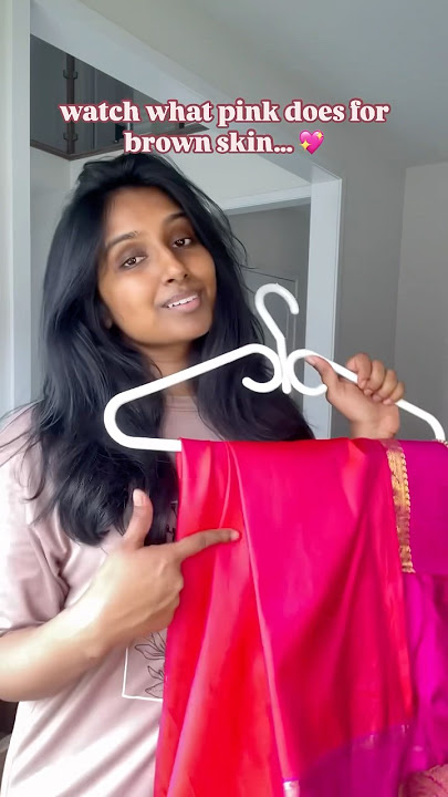 watch what pink on brown skin does  💖 |  saree transition | cultural | neshah mathi #shorts