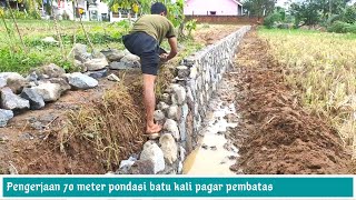 70 METER!!! CARA PASANG PONDASI BATU KALI  DI TANAH SAWAH