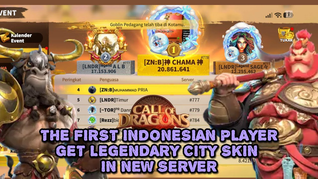 THE FIRST INDONESIAN PLAYER WHO GET LEGENDARY CITY SKIN IN NEW SERVER 778 FT. MUHAMMAD PRIA ‼️