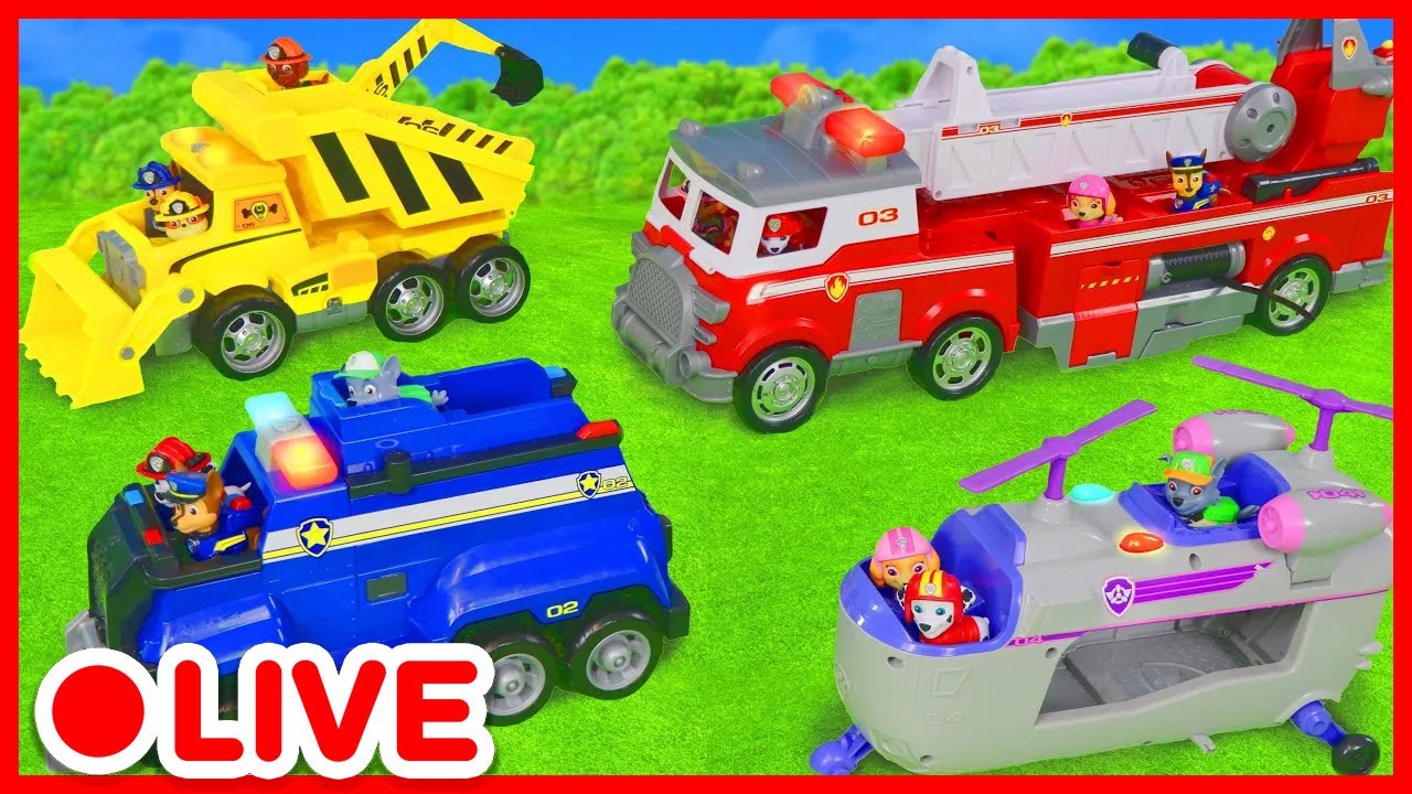 Let's play with Toys : Paw Patrol on BIG Rescue Mission! 🚒 Construction Vehicles for Kids | Kidibli