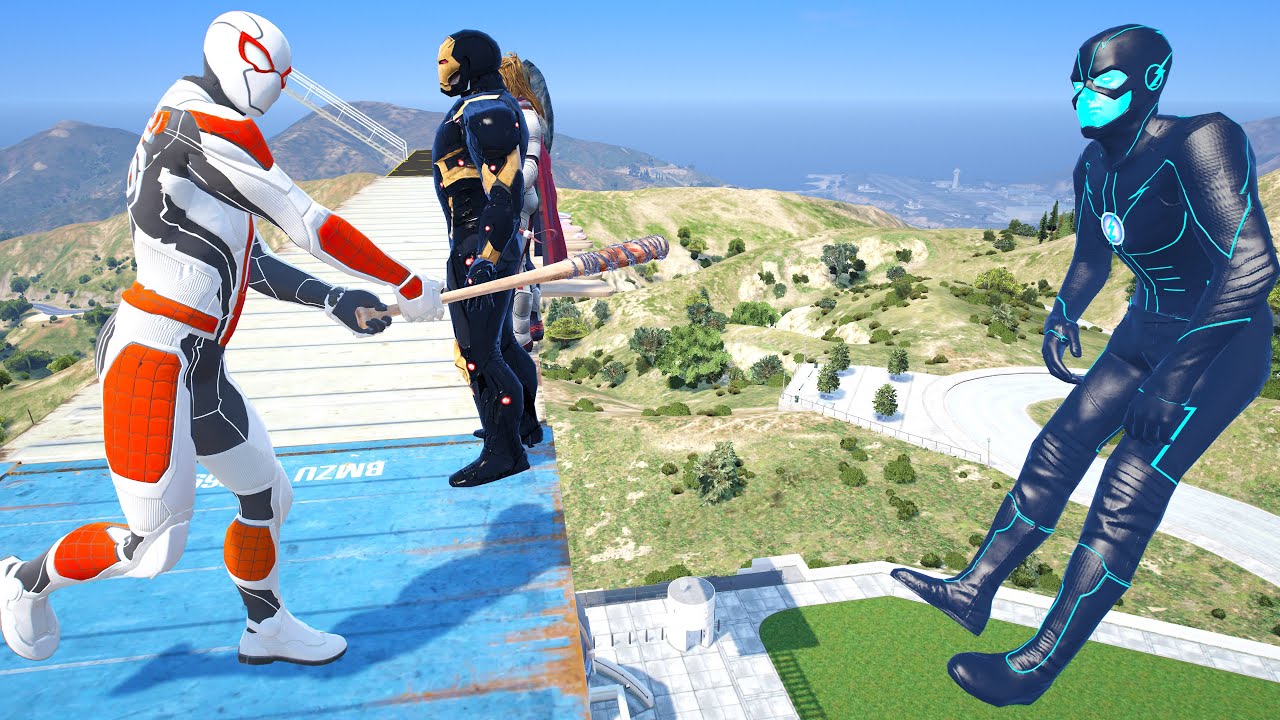 GTA 5: THAT WAS BRUTAL! SPIDER-MAN WITH A BASEBALL BAT vs  SUPERHEROES! (Euphoria Physics) Ep.100