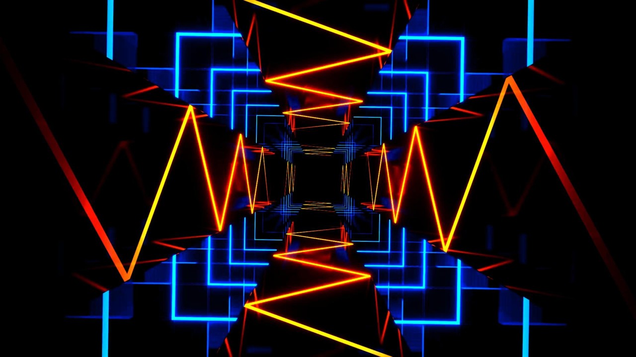 🔷 4K Заставка – Неоновый Туннель с Энергетическими Волнами – Футуристический VJ (Без Звука)