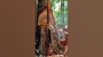 Have you ever seen what’s inside a giant tree? #woodworking#chainsaw#treecutting