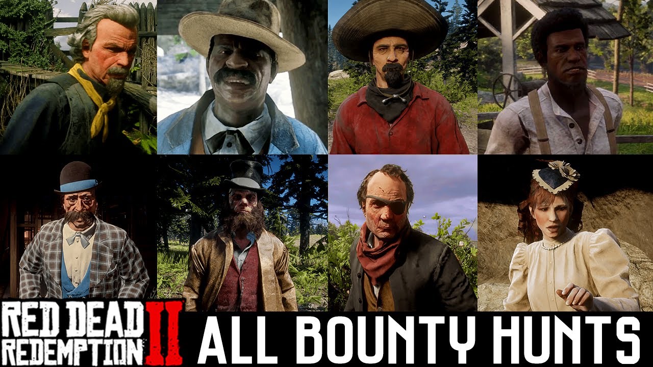 Red Dead Redemption 2 All 14 Bounty Hunting Missions (RDR2) YouTube