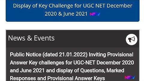 NTA UGC NET JUNE & DEC. 2021 ANSWER KEY RELEASED 2022
