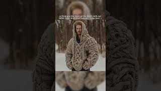 Men's Vintage Viking Celtic Knot Art Cozy Jacquard Knit Hooded Sweater