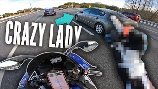 Crazy Old Lady Wont Back OFF! Motorcycle vs Bad Drivers - RPSTV